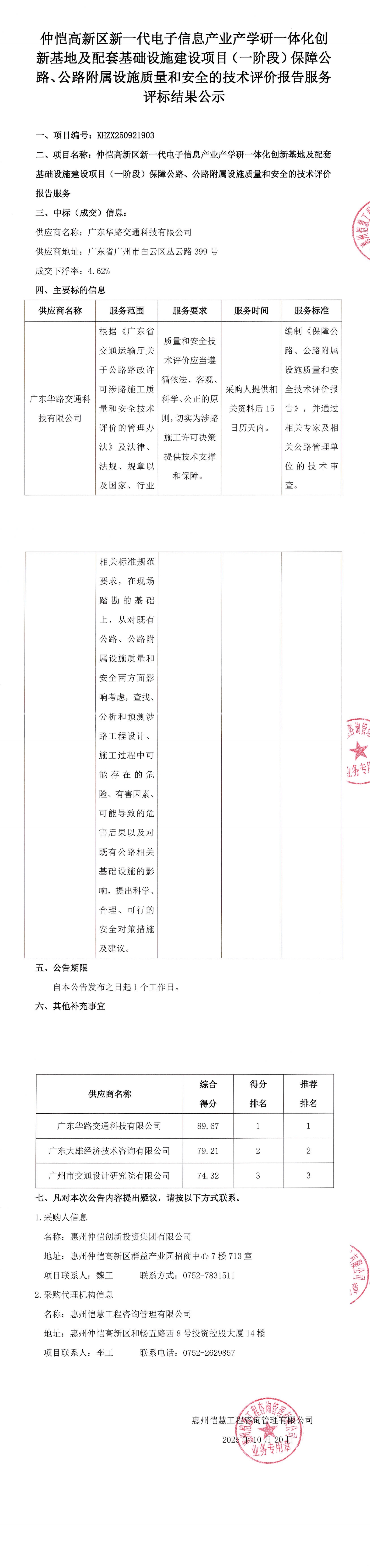 評標結果公示-仲愷高新區(qū)新一代電子信息產業(yè)產學研一體化創(chuàng)新基地及配套基礎設施建設項目（一階段）保障公路、公路附屬設施質量和安全的技術評價報告服務_00.jpg